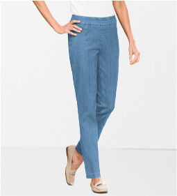 model wearing SlimSation Tapered Jeans