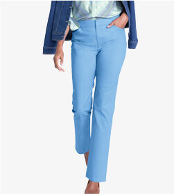 bottom half of model wearing blue pants
