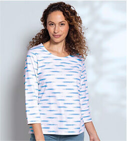 model wearing Prima Cotton Painted-Stripe Tee