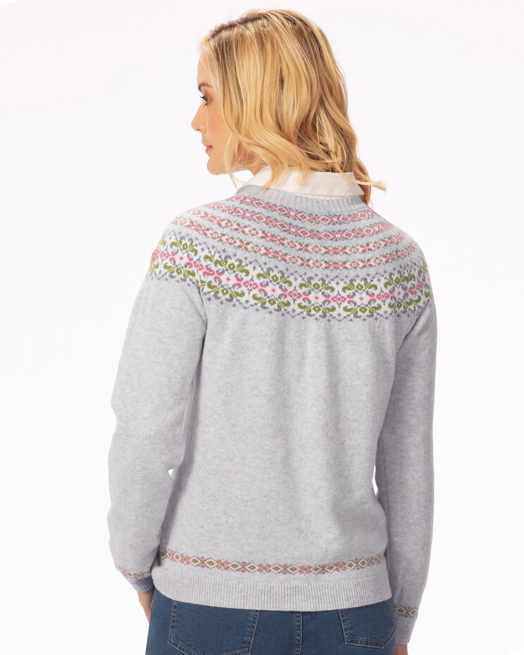 Floral Fair Isle Crewneck Sweater image number 2