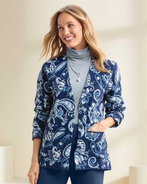 Porcelain Paisley Long Cardigan