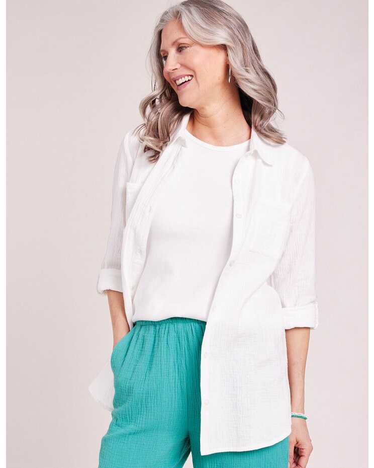 Gauze Button-Up Big Shirt image number 1