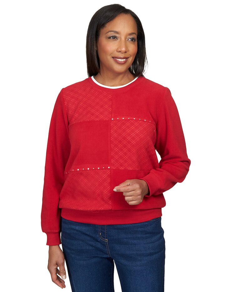 Alfred Dunner® Spliced Quilted Pull On Crew Neck image number 1
