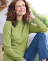 Essential Cotton Long-Sleeve Solid Mockneck thumbnail number 1