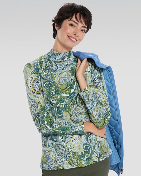 Essential Cotton Highland Paisley Mockneck Tee