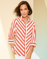 3/4 Sleeve Bias Stripe Shirt thumbnail number 1