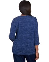Alfred Dunner® Lavender Fields Melange Grommet Hem Top With Necklace thumbnail number 2