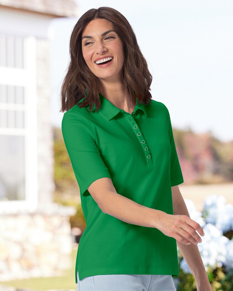 Essential Cotton Elbow-Sleeve Polo image number 1