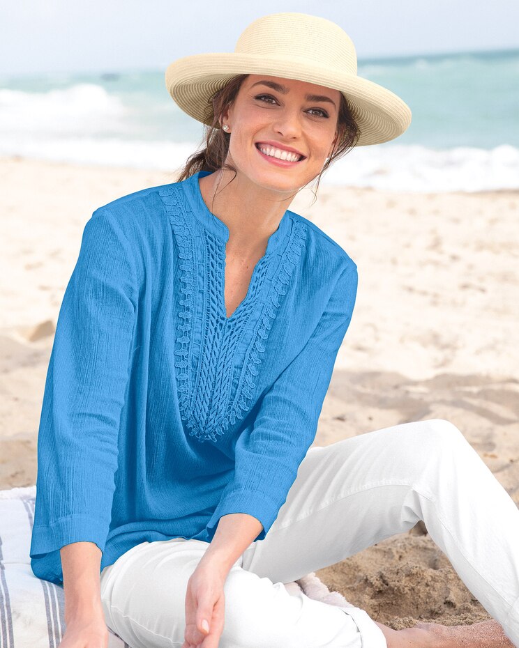 Easy-Breezy Crochet-Trim Tunic image number 1