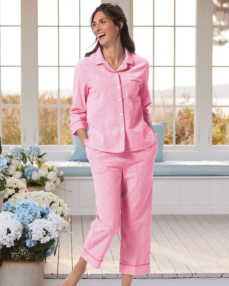 Cotton Seersucker Capri Pajamas image number 1