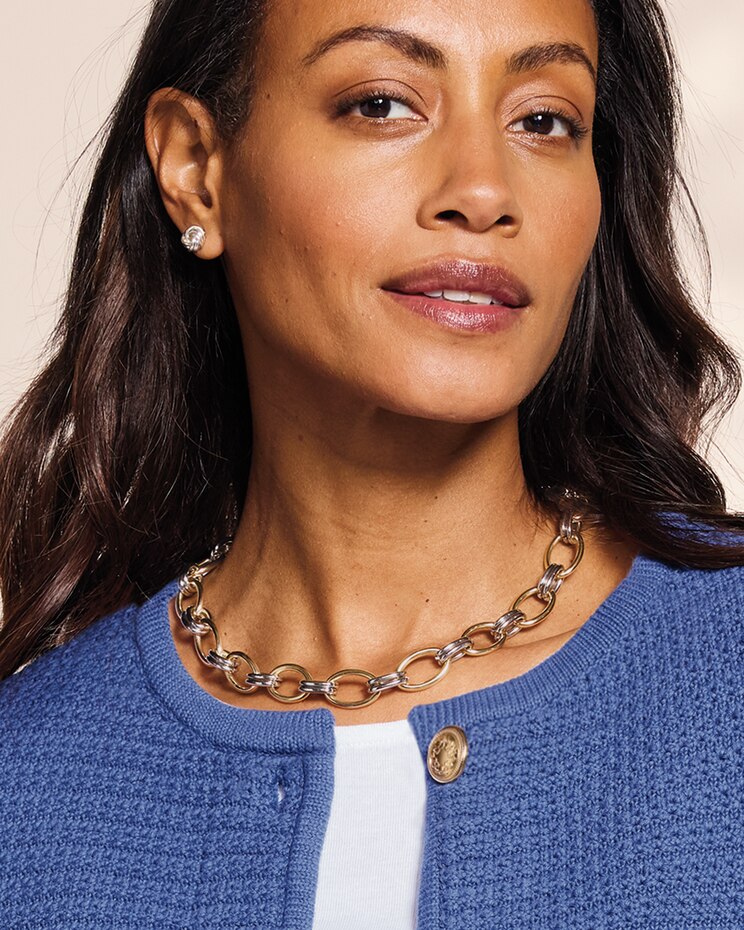 Two-Tone Toggle Link Necklace image number 1
