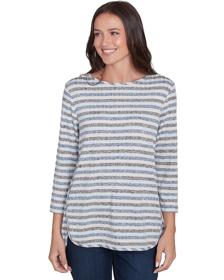 Ruby Rd® Casual Luxe Knit Stripe Rib Top image number 1