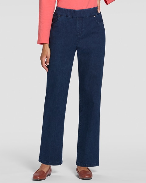 DreamFlex Denim Easy Pull-On Relaxed Straight Leg Jeans