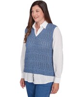 Alfred Dunner® Lake Victoria Woven Layered Clip Jacquard Sweater  Vest thumbnail number 3