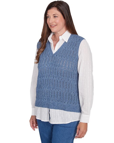 Alfred Dunner® Lake Victoria Woven Layered Clip Jacquard Sweater  Vest
