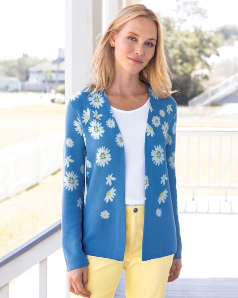 Delight Daisy Cardigan & DreamFlex Color Tapered Jeans