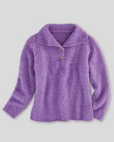 Luxe Bouclé Convertible-Collar Henley thumbnail number 3