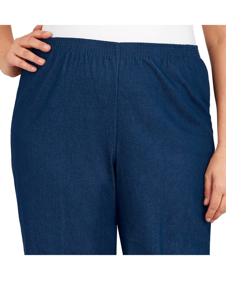 Alfred Dunner Classic Pull-On Denim Proportioned Straight Leg With Elastic Waistband Pants image number 4