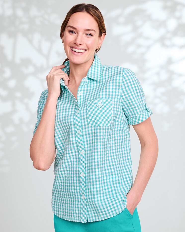 Gingham Seersucker Camp Shirt image number 1