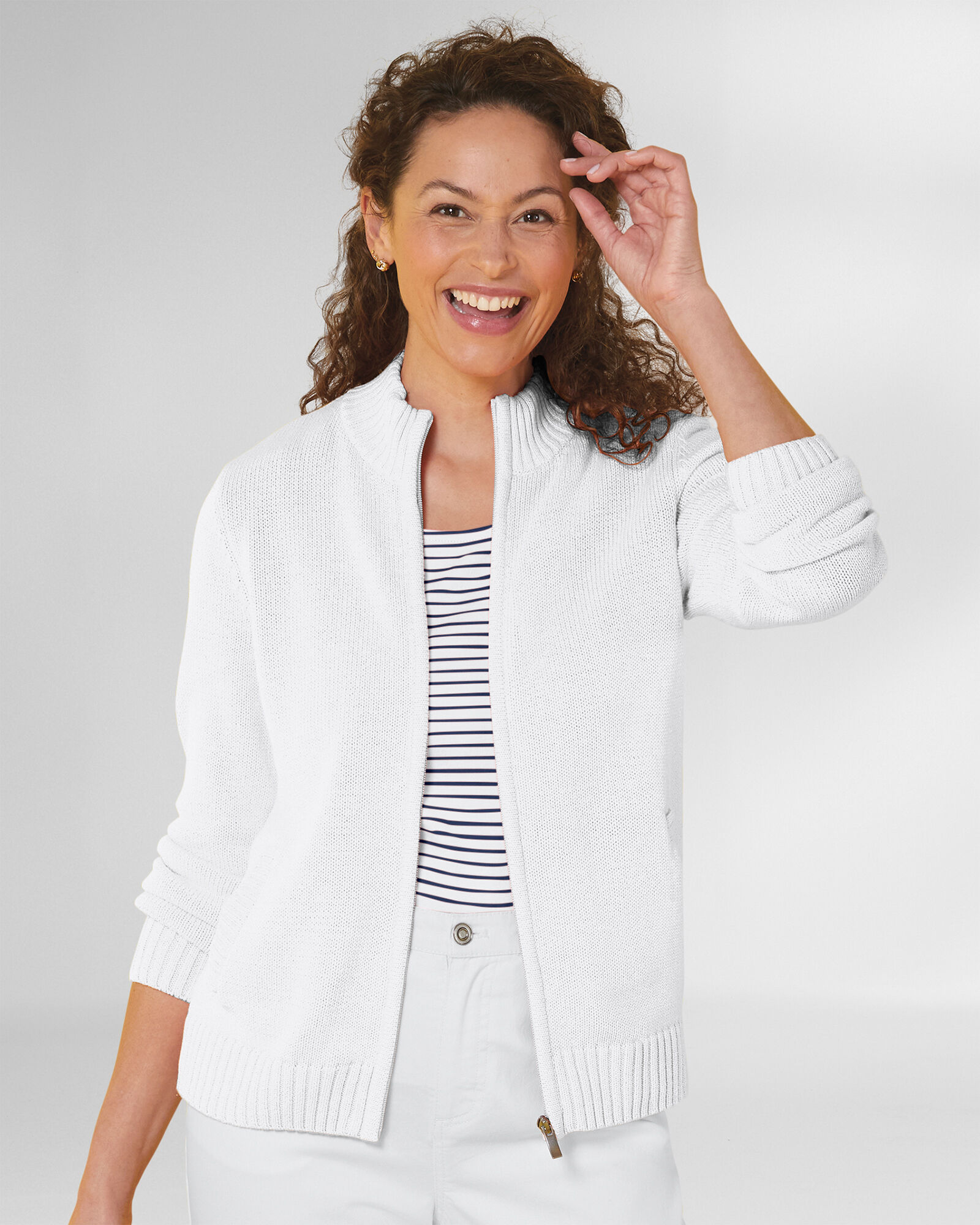 Bayside Cotton Zip-Front Cardigan | Appleseed's