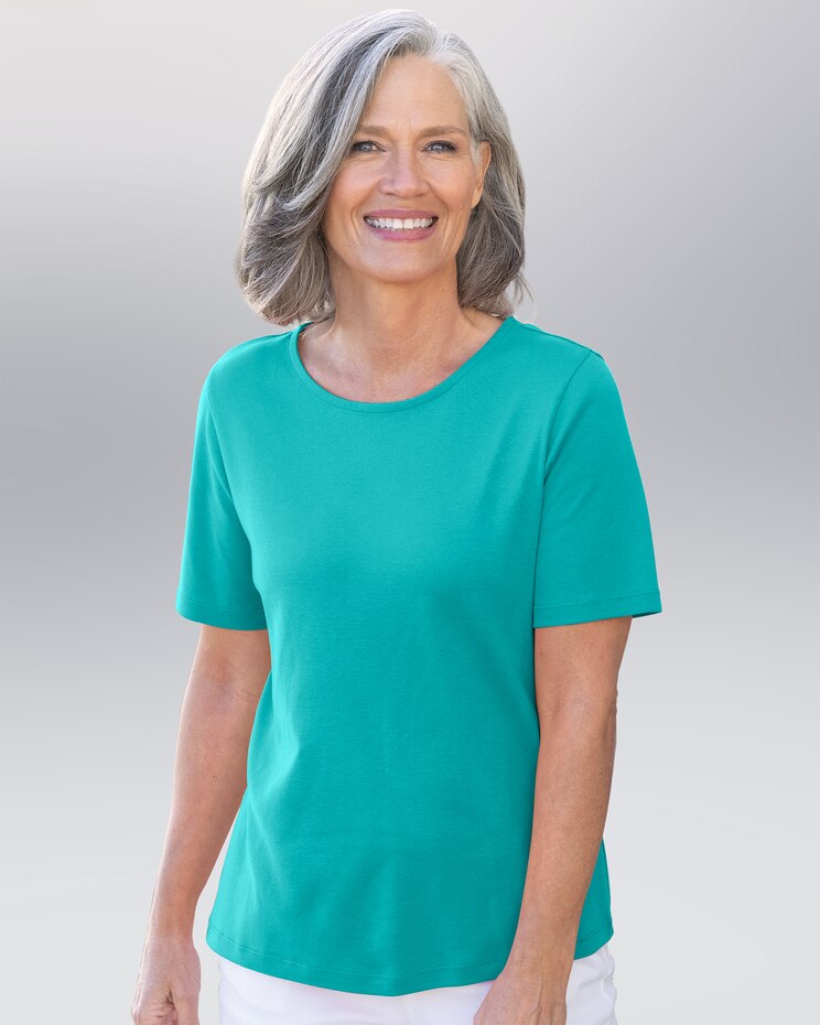 Coastal Cotton Short-Sleeve Jewelneck Tee image number 1