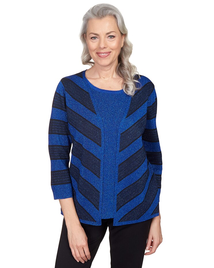 Alfred Dunner® Chevron Stripe Two For One Top image number 1