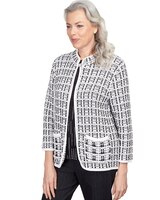 Alfred Dunner® World Traveler Knit Texture Jacket With Pearl Buttons thumbnail number 3
