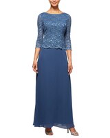 Mock Lace and Chiffon Gown  thumbnail number 1