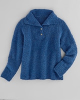 Luxe Bouclé Convertible-Collar Henley thumbnail number 7