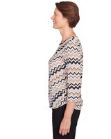 Alfred Dunner® Neutral Territory Diagonal Texture Drawstring Hem Top thumbnail number 4