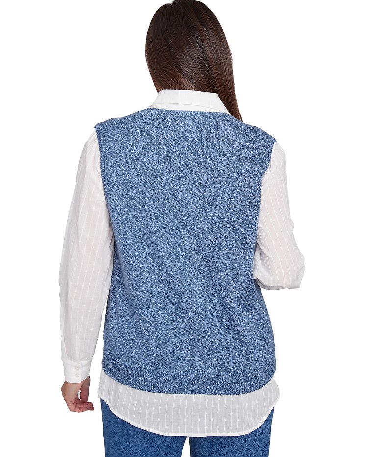 Alfred Dunner® Lake Victoria Woven Layered Clip Jacquard Sweater  Vest image number 2