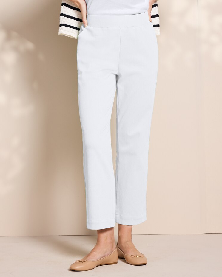 Classic Knit Denim Relaxed Straight-Leg Crop image number 1