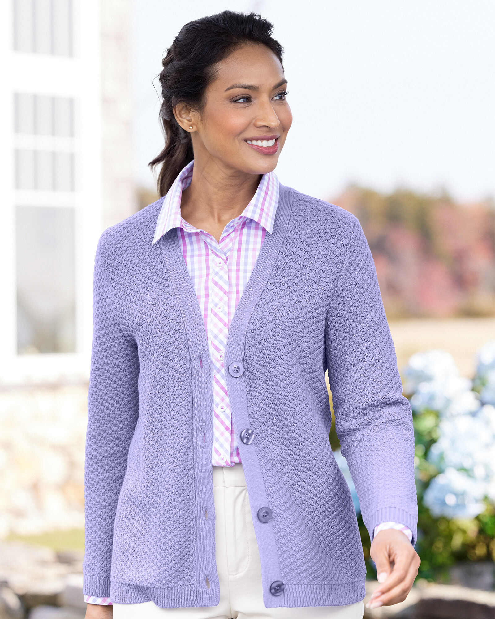 Cotton v neck cardigan womens cheap