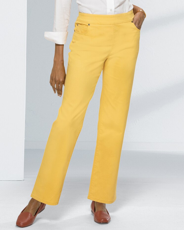 DreamFlex Color Pull-On Relaxed Straight Leg Jeans image number 1