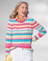 Bayside Cotton Cable Multi-Stripe Sweater thumbnail number 1