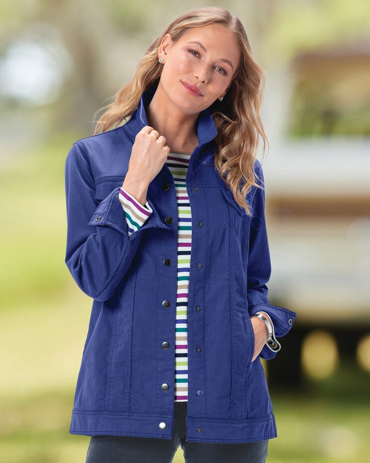 DreamFlex Long Colored Jean Jacket image number 1
