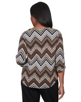 Alfred Dunner® Animal Zig Zag Beaded Split Neck Top thumbnail number 2