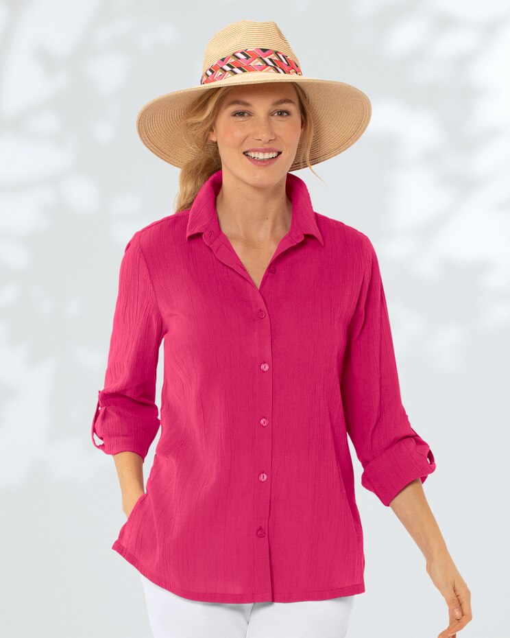 Crinkled Cotton Solid Shirt image number 1