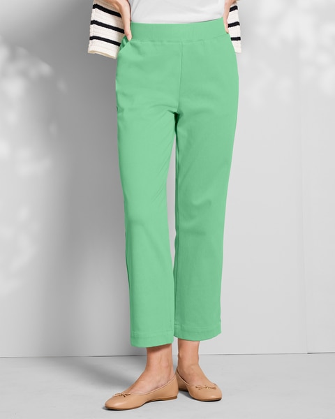 Classic Knit Denim Relaxed Straight-Leg Crop
