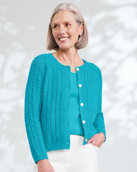 Bayside Cotton Textured-Solid Cardigan