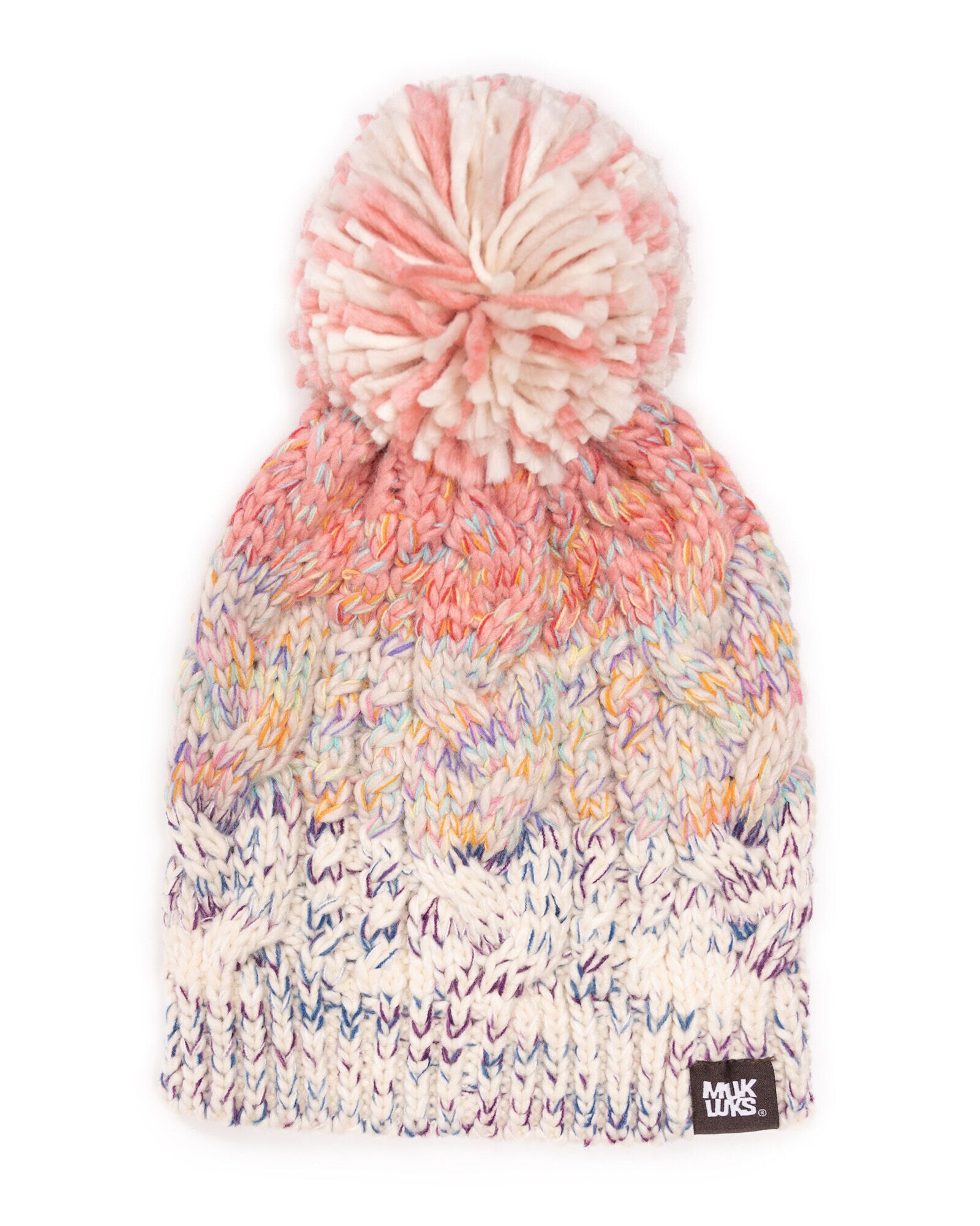 MUK LUKS® Womens Colorblock Stripe Cable Beanie