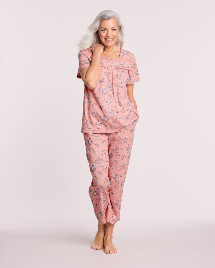 Pintuck and Lace Capri Pajamas image number 1