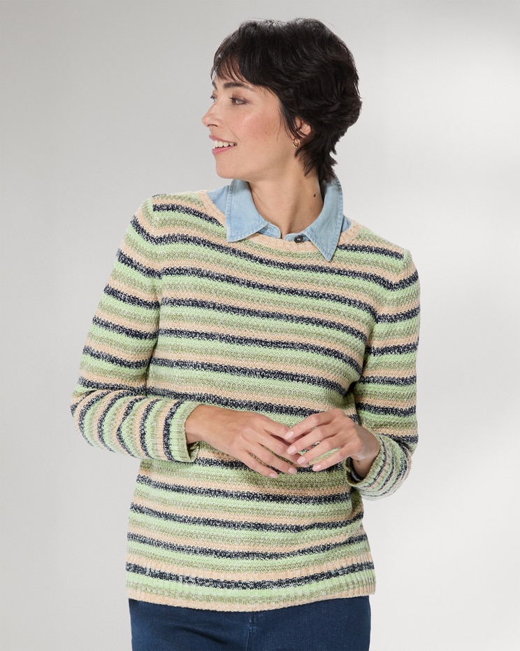 Textured-Stripe Weekend Sweater image number 1