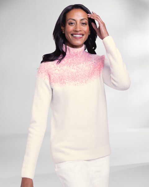 Ombré-Yoke Mockneck Sweater