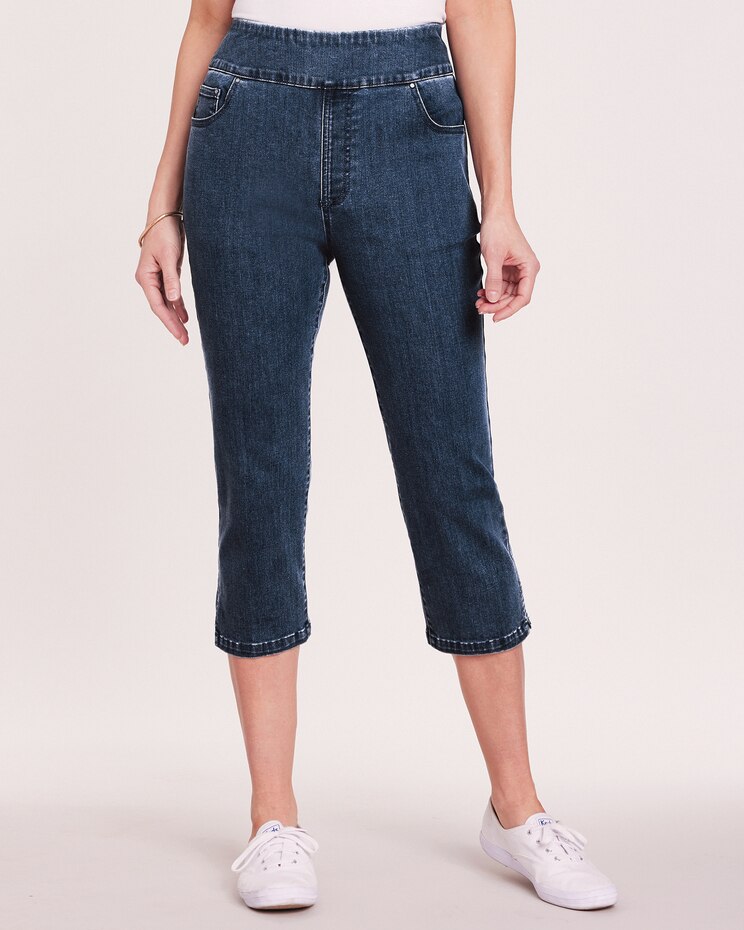 DenimEase Flat-Waist Capris image number 1