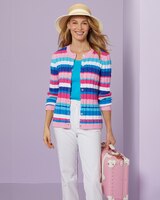 Bayside Cotton Cabled Stripe Cardigan thumbnail number 2