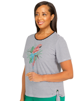 Alfred Dunner® Island Vibes Center Parrot Stripe Top thumbnail number 3