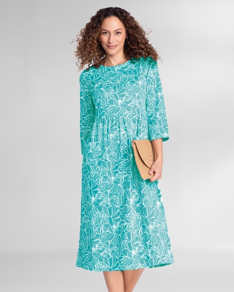 Boardwalk Knit Sketched-Floral Weekend Dress