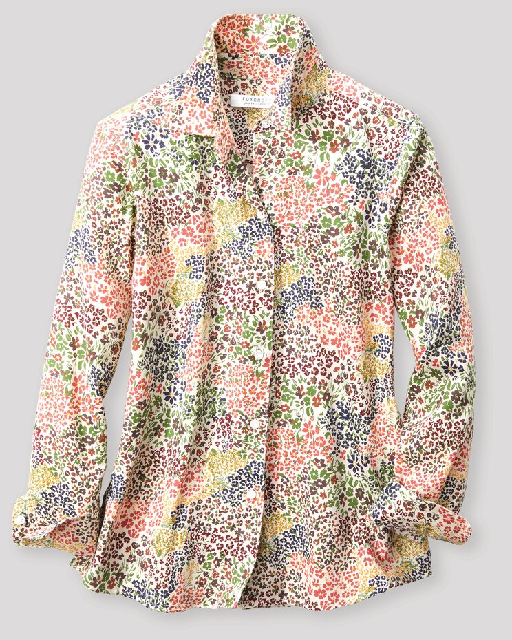 Foxcroft Autumn Spice Floral Non-Iron Shirt image number 2
