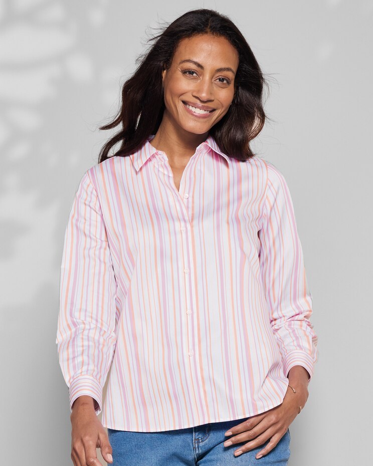 Foxcroft® Mixed Stripe Non-Iron Shirt image number 1